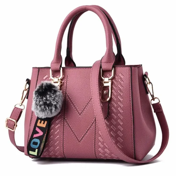 Embroidery Messenger Bags Women Leather Handbags Bags for Women Sac a Main Ladies hair ball Hand Bag - Image 9