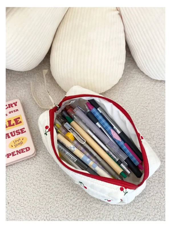 Quilted Cotton Ladies Travel Storage Bag Retro Cherry Women's Cosmetic Bags Cute Design Girls Pencil Case Makeup Bag Handbags - Image 40