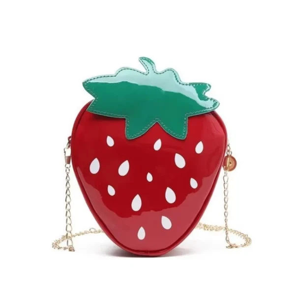 Women's Strawberrie Shape Crossbody Bag Patent Leather Summer Fashion Creative Fruit Chain Shoulder Bag for Girls - Image 4