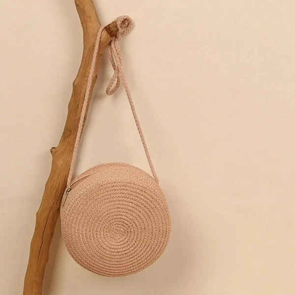 Round Straw Bag Women Woven Beach Crossbody Bag for Ladies Cute Shoulder Rattan Handmade Knitted Candy Color Small Handbag - Image 10
