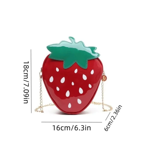 Women's Strawberrie Shape Crossbody Bag Patent Leather Summer Fashion Creative Fruit Chain Shoulder Bag for Girls - Image 8