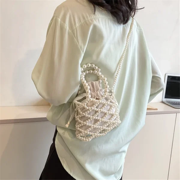 Fashion Lady Basket Handbag Summer Women's Shoulder Crossbody Bag Bohemia Travel Beach Bag Luxury Design Pearl Shopper Tote Bag - Image 15