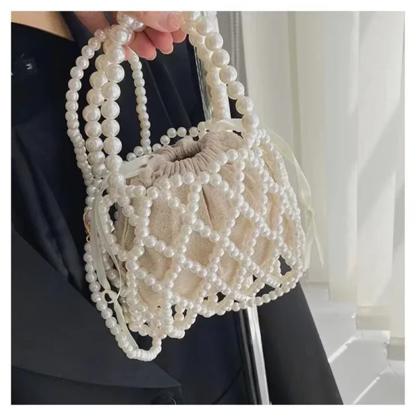 Fashion Lady Basket Handbag Summer Women's Shoulder Crossbody Bag Bohemia Travel Beach Bag Luxury Design Pearl Shopper Tote Bag - Image 17