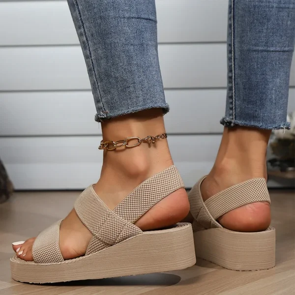 New Minimalist Slingback Wedge Sandals Outdoor Summer Lightweight Slides Solid Color Thick Bottom Ladies Shoes Female Sandals - Image 6