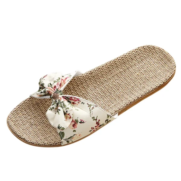 Ladies' Bohemian Style Bow Flower Linen Slippers Sandals Beach Shoes Home Shoes Beach Slippers Indoor Non Slip Shoes 2024 - Image 3