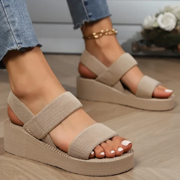 New Minimalist Slingback Wedge Sandals Outdoor Summer Lightweight Slides Solid Color Thick Bottom Ladies Shoes Female Sandals - Image 4