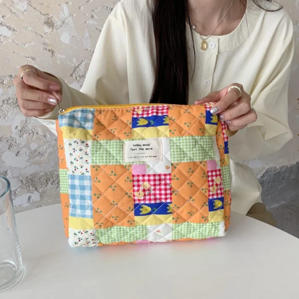Quilted Cotton Ladies Travel Storage Bag Retro Cherry Women's Cosmetic Bags Cute Design Girls Pencil Case Makeup Bag Handbags - Image 14