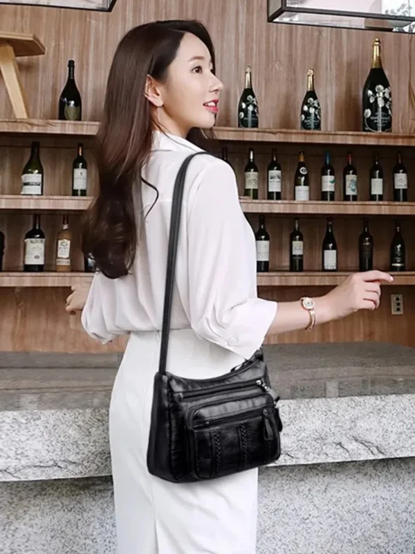 Women's Bag PU Multilayered Soft Leather Ladies Fashion Simple Shoulder Bags Mom's Bags Crossbody Bag - Image 8