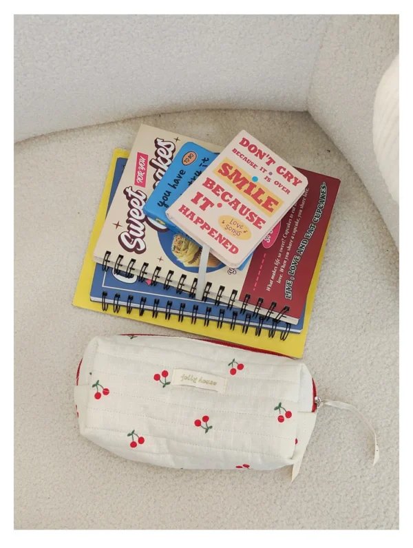 Quilted Cotton Ladies Travel Storage Bag Retro Cherry Women's Cosmetic Bags Cute Design Girls Pencil Case Makeup Bag Handbags - Image 36