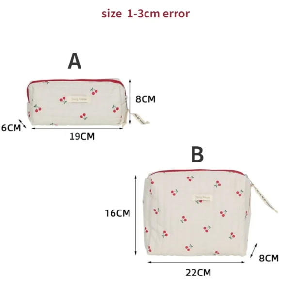 Quilted Cotton Ladies Travel Storage Bag Retro Cherry Women's Cosmetic Bags Cute Design Girls Pencil Case Makeup Bag Handbags - Image 24