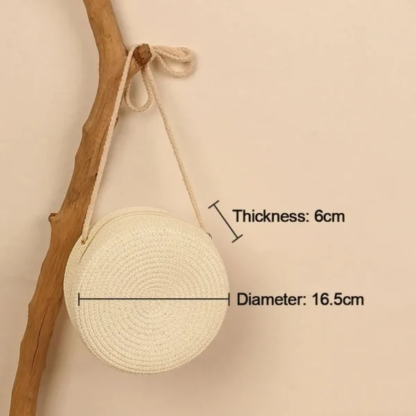 Round Straw Bag Women Woven Beach Crossbody Bag for Ladies Cute Shoulder Rattan Handmade Knitted Candy Color Small Handbag - Image 5
