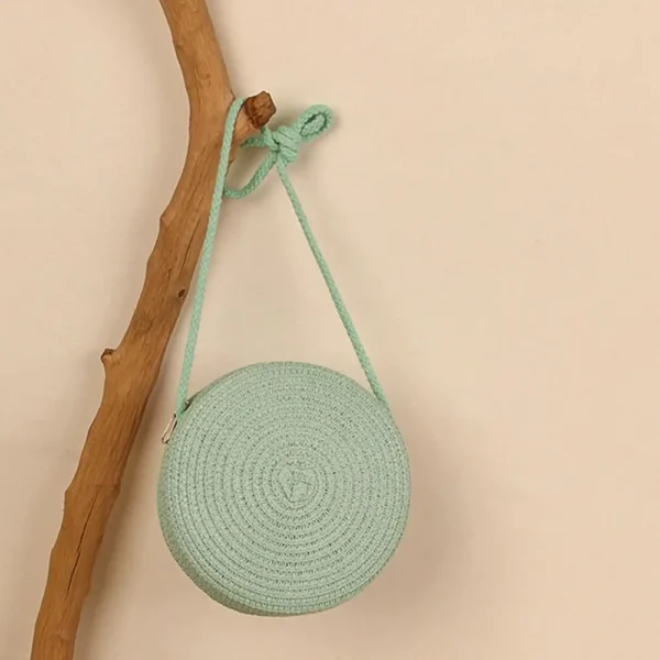 Round Straw Bag Women Woven Beach Crossbody Bag for Ladies Cute Shoulder Rattan Handmade Knitted Candy Color Small Handbag - Image 11