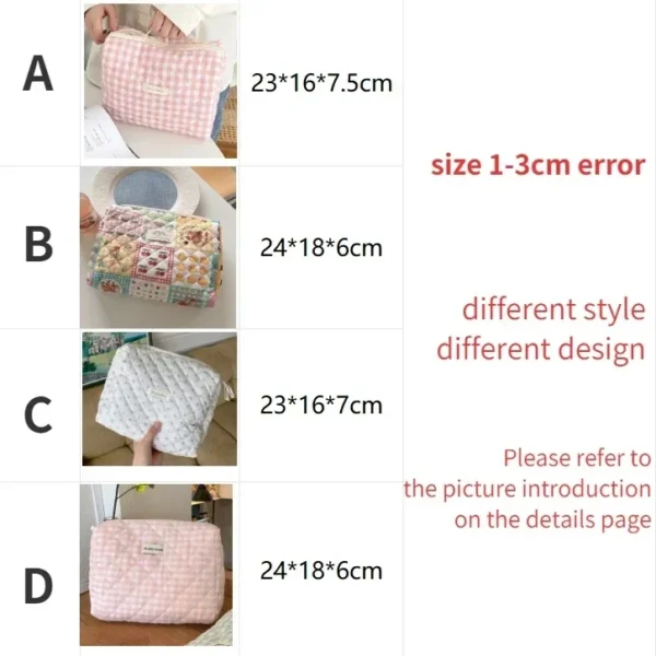 Quilted Cotton Ladies Travel Storage Bag Retro Cherry Women's Cosmetic Bags Cute Design Girls Pencil Case Makeup Bag Handbags - Image 44