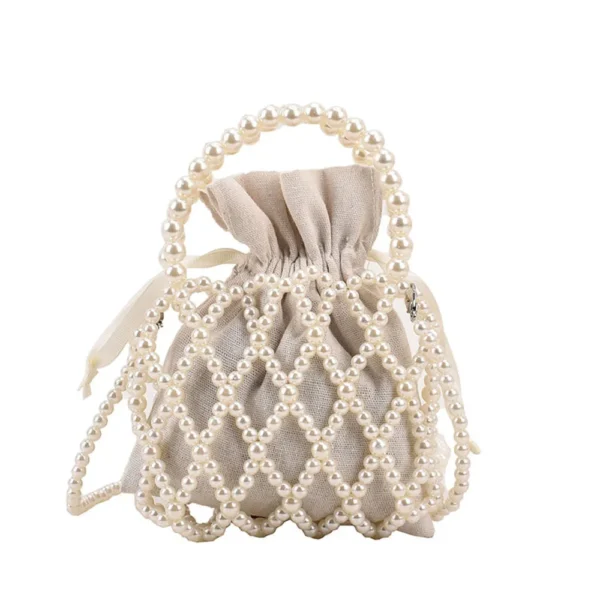 Fashion Lady Basket Handbag Summer Women's Shoulder Crossbody Bag Bohemia Travel Beach Bag Luxury Design Pearl Shopper Tote Bag - Image 7