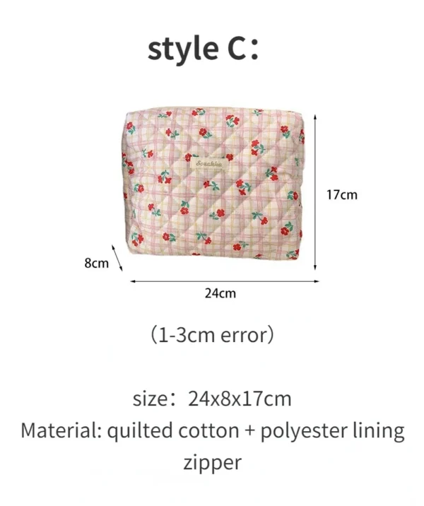 Quilted Cotton Ladies Travel Storage Bag Retro Cherry Women's Cosmetic Bags Cute Design Girls Pencil Case Makeup Bag Handbags - Image 47