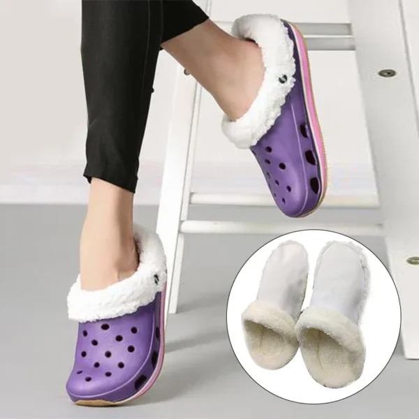 1pair Hole Shoes Velvet Liner Winter Warm Shoes Covers Thickened Soft Shoes Cover Detachable Cotton Sleeve Plush Inner Liner - Image 2