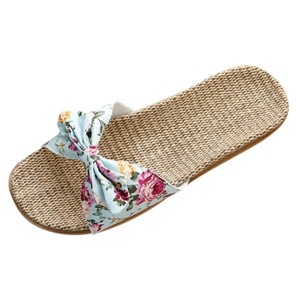 Ladies' Bohemian Style Bow Flower Linen Slippers Sandals Beach Shoes Home Shoes Beach Slippers Indoor Non Slip Shoes 2024 - Image 4