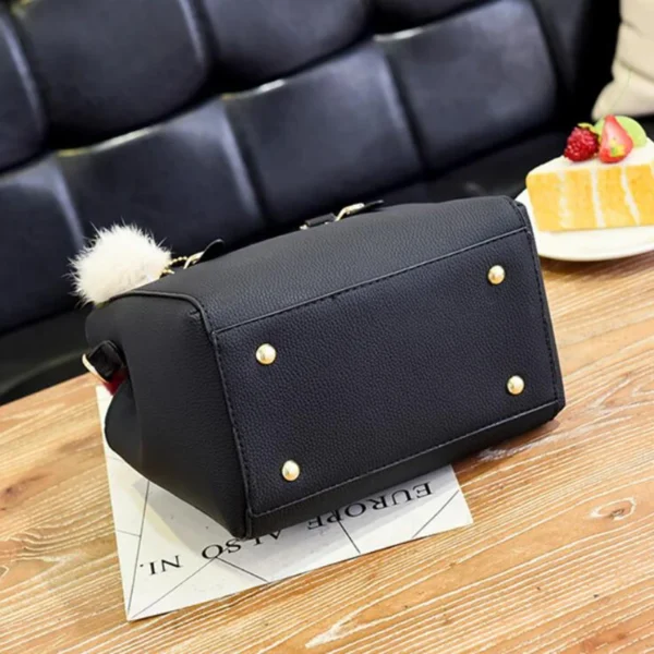 PU Leather Ladies HandBags Women Vintage Purse Plush Tassel Messenger Bags Tote Boston Shoulder Crossbody Bag - Image 4