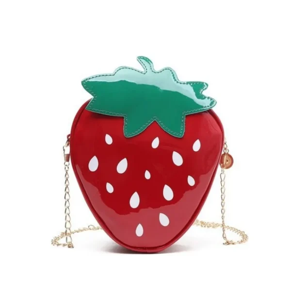Women's Strawberrie Shape Crossbody Bag Patent Leather Summer Fashion Creative Fruit Chain Shoulder Bag for Girls - Image 7