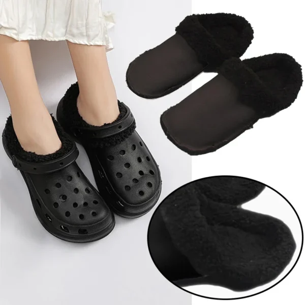 1pair Hole Shoes Velvet Liner Winter Warm Shoes Covers Thickened Soft Shoes Cover Detachable Cotton Sleeve Plush Inner Liner - Image 5