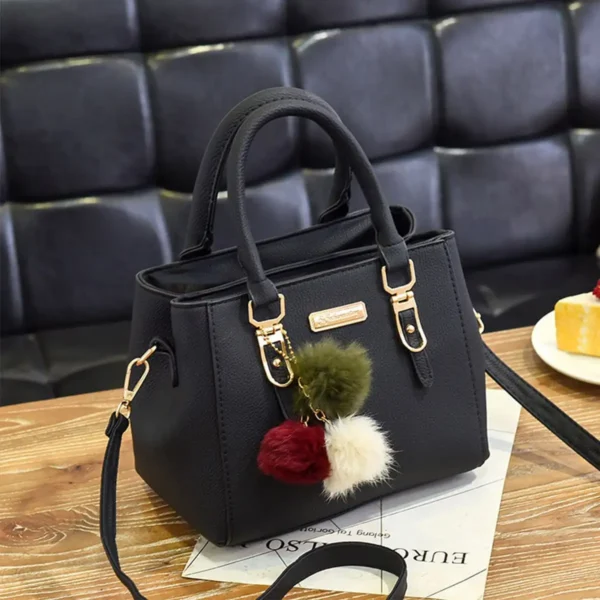 PU Leather Ladies HandBags Women Vintage Purse Plush Tassel Messenger Bags Tote Boston Shoulder Crossbody Bag - Image 12