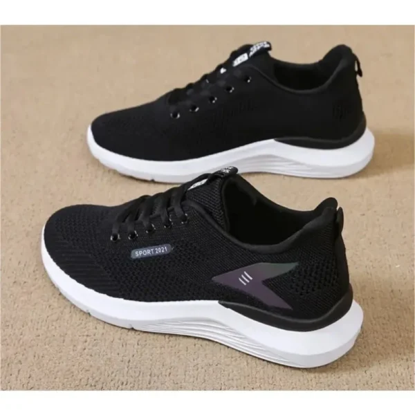2025 New Women's Summer Thin Bottom Breathable Sports Shoes Black Air Mesh Lightweight Casual Walking Shoes Lace-up Casual - Image 6