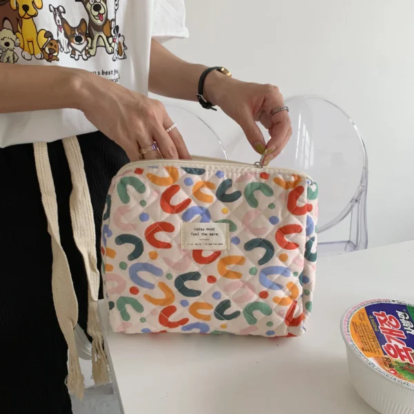 Quilted Cotton Ladies Travel Storage Bag Retro Cherry Women's Cosmetic Bags Cute Design Girls Pencil Case Makeup Bag Handbags - Image 17