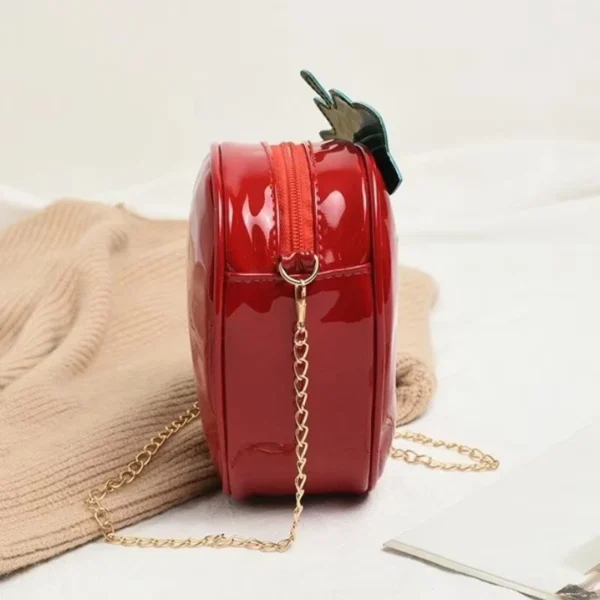 Women's Strawberrie Shape Crossbody Bag Patent Leather Summer Fashion Creative Fruit Chain Shoulder Bag for Girls - Image 5