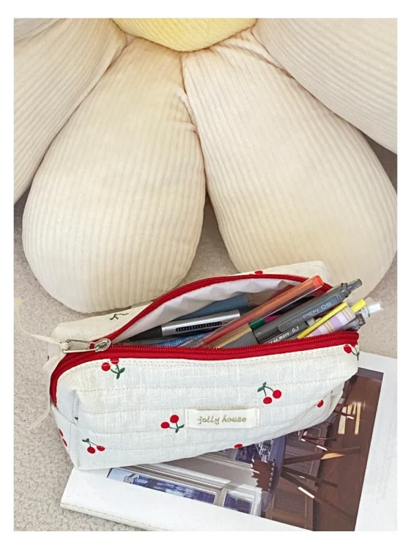 Quilted Cotton Ladies Travel Storage Bag Retro Cherry Women's Cosmetic Bags Cute Design Girls Pencil Case Makeup Bag Handbags - Image 38