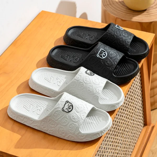 Summer Fashion Men's Slippers Printting Little Bear Sandals Indoor Bathroom Non-slip Soft Women Dormitory Casual Shoes Couple - Image 2