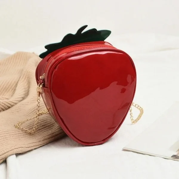 Women's Strawberrie Shape Crossbody Bag Patent Leather Summer Fashion Creative Fruit Chain Shoulder Bag for Girls - Image 10