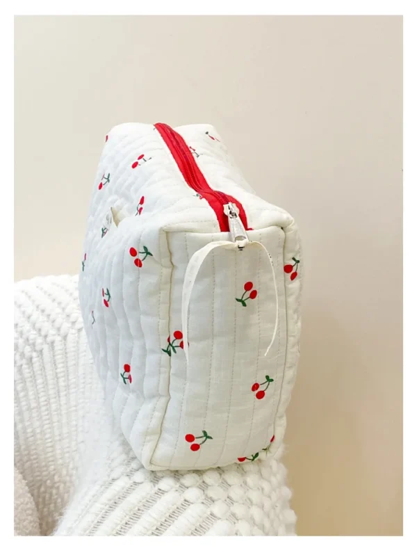 Quilted Cotton Ladies Travel Storage Bag Retro Cherry Women's Cosmetic Bags Cute Design Girls Pencil Case Makeup Bag Handbags - Image 32
