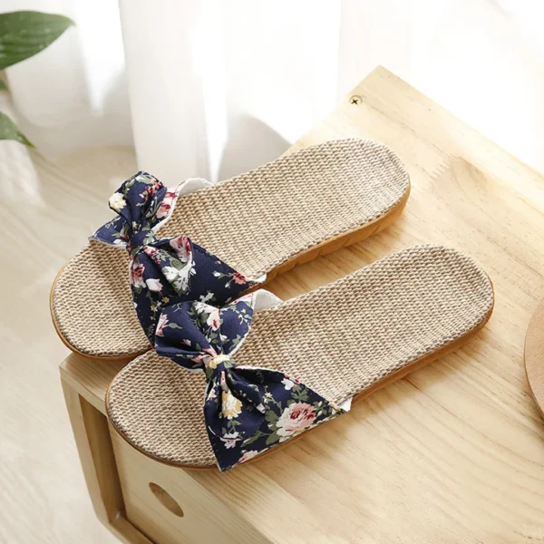 Ladies' Bohemian Style Bow Flower Linen Slippers Sandals Beach Shoes Home Shoes Beach Slippers Indoor Non Slip Shoes 2024 - Image 10