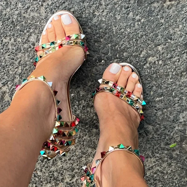 Summer Women 11cm High Heels Rivets Studded Sandals Lady Sandles Stiletto Gladiator Pumps Stripper Fetish Open Toe Luxury Shoes - Image 3