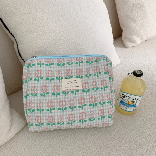 Quilted Cotton Ladies Travel Storage Bag Retro Cherry Women's Cosmetic Bags Cute Design Girls Pencil Case Makeup Bag Handbags - Image 13