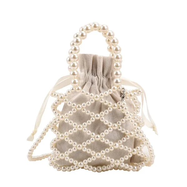 Fashion Lady Basket Handbag Summer Women's Shoulder Crossbody Bag Bohemia Travel Beach Bag Luxury Design Pearl Shopper Tote Bag - Image 8