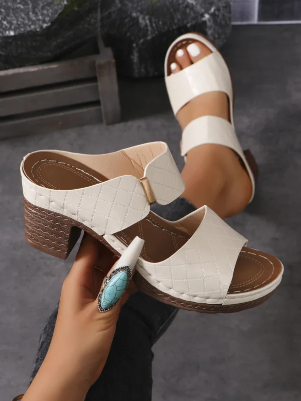 Women Summer Lightweight Hollow Sandals High Heels New Dress Chunky Open Toe Slippers Female 2024 Casual Slingback Slides Shoes - Image 7