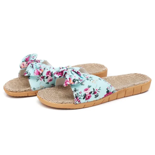 Ladies' Bohemian Style Bow Flower Linen Slippers Sandals Beach Shoes Home Shoes Beach Slippers Indoor Non Slip Shoes 2024 - Image 6