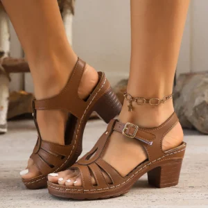 2024 Women Summer Trend Comfort Sandals Women Fashion Versatile Heels Shoes Lightweight High Heel Sandals New Shoes for Women