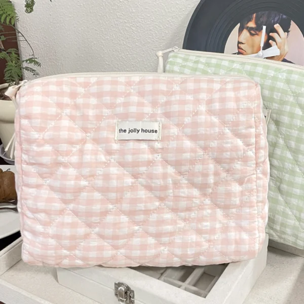 Quilted Cotton Ladies Travel Storage Bag Retro Cherry Women's Cosmetic Bags Cute Design Girls Pencil Case Makeup Bag Handbags - Image 21