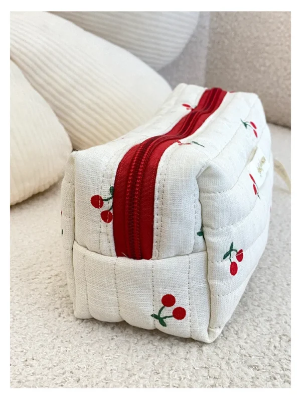 Quilted Cotton Ladies Travel Storage Bag Retro Cherry Women's Cosmetic Bags Cute Design Girls Pencil Case Makeup Bag Handbags - Image 39